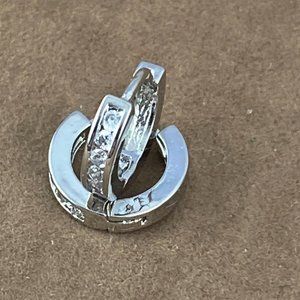 Huggie Hoop Earrings White Sapphire Crystals